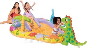 Детский надувной центр Intex Dino Park 56139 201х157х69 см с разбрызгивателем и горкой