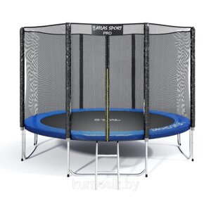 Батут Atlas Sport 374 см - 12ft PRO усиленные опоры и лестница BLUE