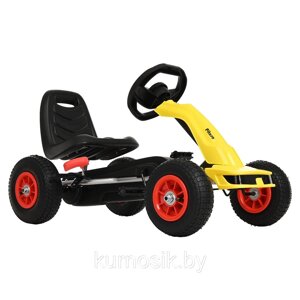 Педальный картинг детский Pituso F638-1 надувные колеса желтый