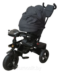 Детский велосипед трехколесный Kinder Trike Comfort 3 в 1 поворотное сиденье, надувные колеса 10/12 черный