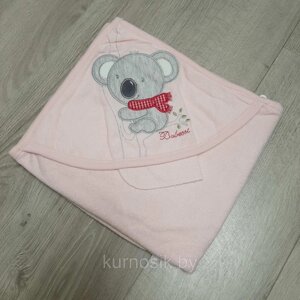 Полотенце-уголок детское с рукавичкой "Коала" 90*90 арт. 1997 Розовый
