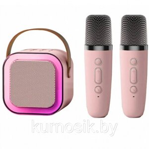 Портативная Bluetooth колонка с 2 микрофонами K12, розовая в Минске от компании Karapuzik