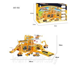 Игровой набор "Паркинг строительной службы" с автомобилями и вертолетом 660-A66