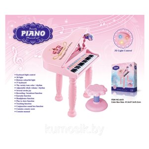 Рояль (пианино) детский со стульчиком, микрофоном и mp3 (арт. 6615) розовый