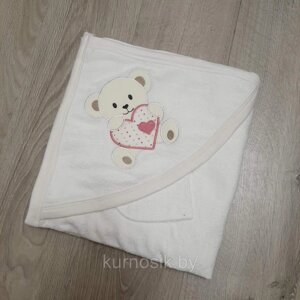Полотенце детское с уголком "Мишка" 90*90 Babyline арт. 1986 Розовый