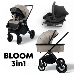 Коляска детская Bubago Bloom 3 в 1 люлька прогулочная автокресло BG 152-2 Темно-серый