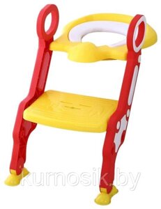 Детское сиденье для унитаза с лесенкой и ручками PITUSO арт. 16018B красный-желтый