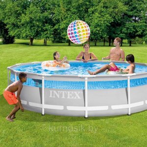 Каркасный бассейн Intex Prism Frame Clearview 26730 с фильтр насосом и лестницей 488х122 см