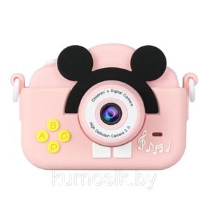 Детский фотоаппарат Kids Cam Микки Маус с селфи камерой, розовый