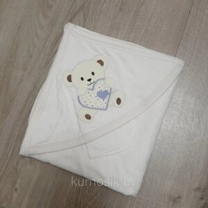 Полотенце детское с уголком "Мишка" 90*90 Babyline арт. 1986 Голубой