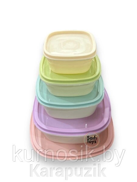 Пластиковые контейнеры для еды 5 штук, 297-515 от компании Karapuzik - фото 1