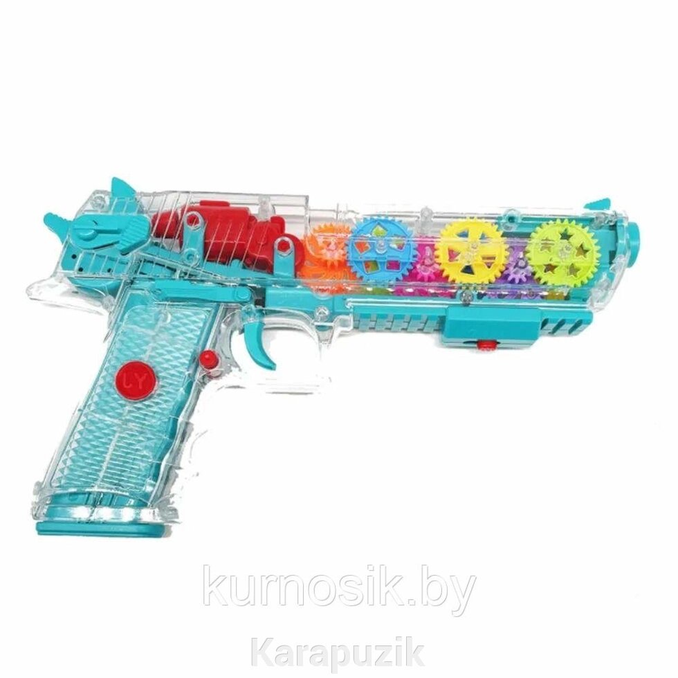 Прозрачный пистолет с шестеренками, светящийся, YJ-Q001 от компании Karapuzik - фото 1