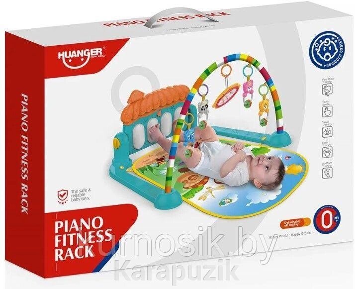 Развивающий коврик детский музыкальный Huanger с пианино и подвесками, HE0639 от компании Karapuzik - фото 1