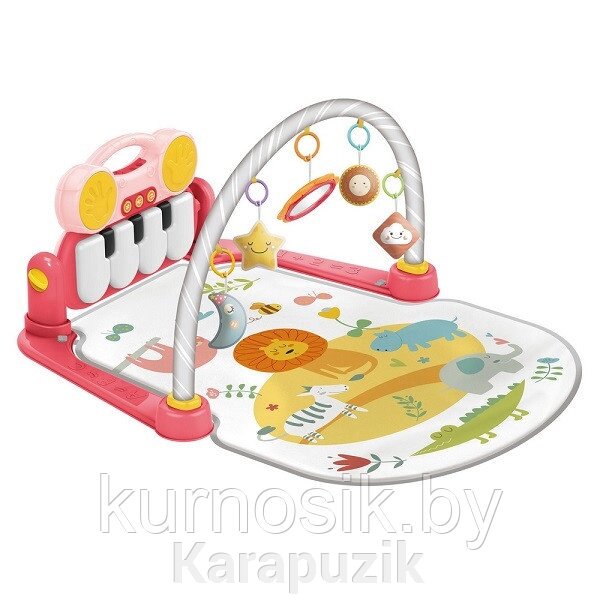 Развивающий коврик для новорожденного с пианино HUANGER Цирк, Розовый HE0636 от компании Karapuzik - фото 1