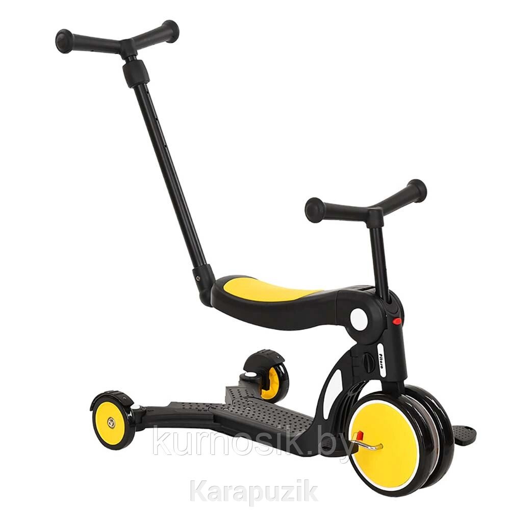 Самокат беговел велосипед детский 5 в 1с ручкой PITUSO желтый HD-200B от компании Karapuzik - фото 1