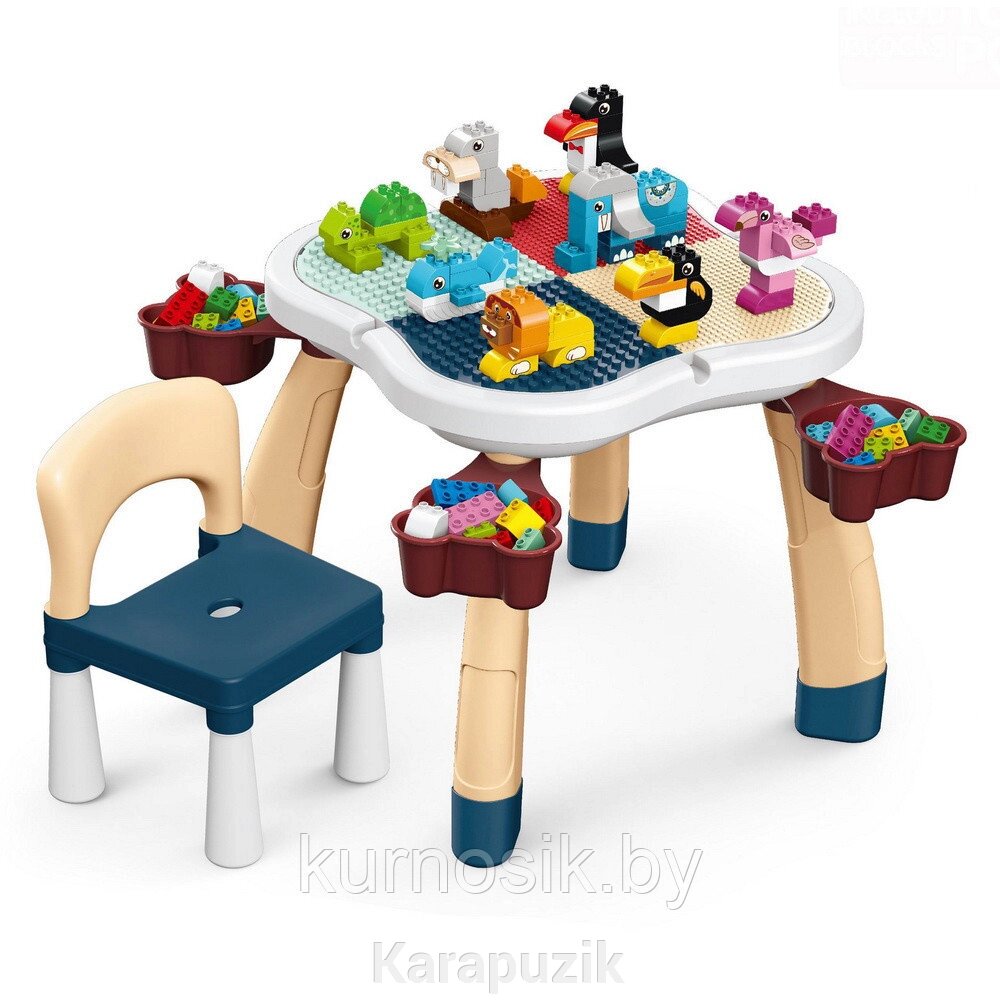 Стол для игры с конструктором PITUSO с конструктором и стулом, 100 элемента, HW20088530 от компании Karapuzik - фото 1