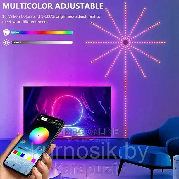 Светодиодная лента с фейерверком, с пультом, многоцветная от компании Karapuzik - фото 1