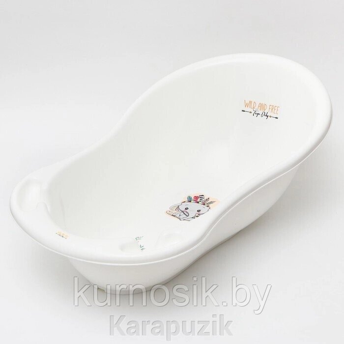 Ванночка детская для купания Тега "Слоник" со сливом 102 см белая от компании Karapuzik - фото 1