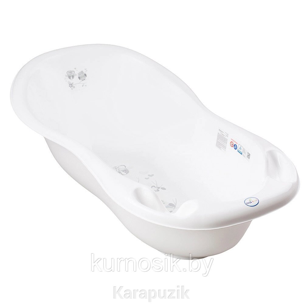 Ванночка детская для купания Тега "Совы" со сливом 102 см белая от компании Karapuzik - фото 1
