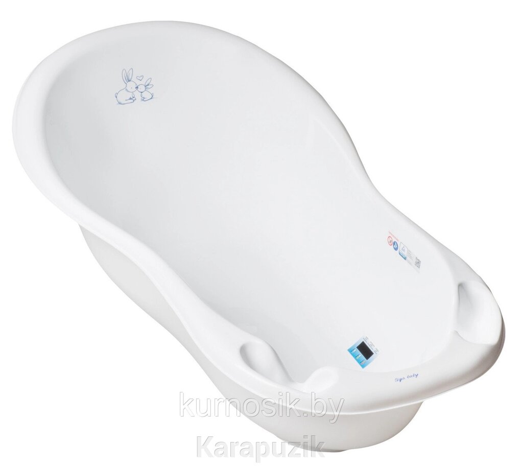 Ванночка средняя TEGA Зайчики с отливом 102 см белый от компании Karapuzik - фото 1