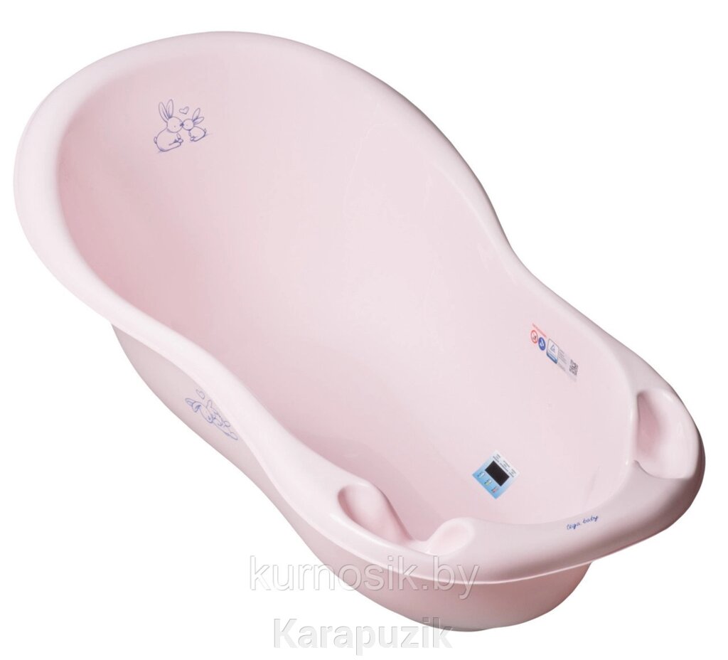 Ванночка средняя TEGA Зайчики с отливом 102 см розовый от компании Karapuzik - фото 1