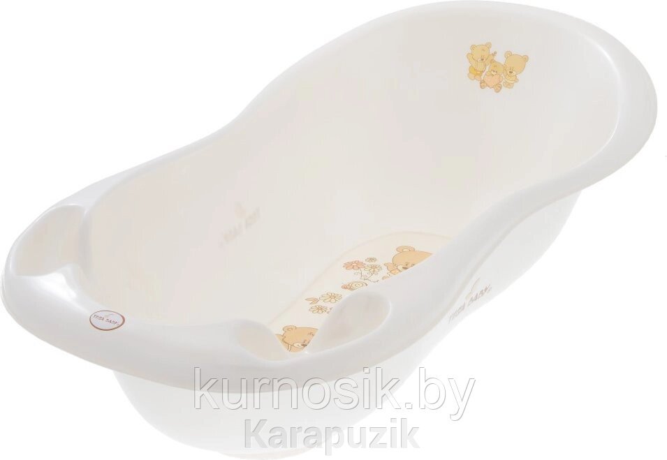 Ванночка TEGA Мишки со сливом и термометром 86 см белая от компании Karapuzik - фото 1