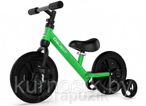 Велосипед-беговел детский 2 в 1 педали + доп. колеса Delanit TF-01 зеленый от компании Karapuzik - фото 1
