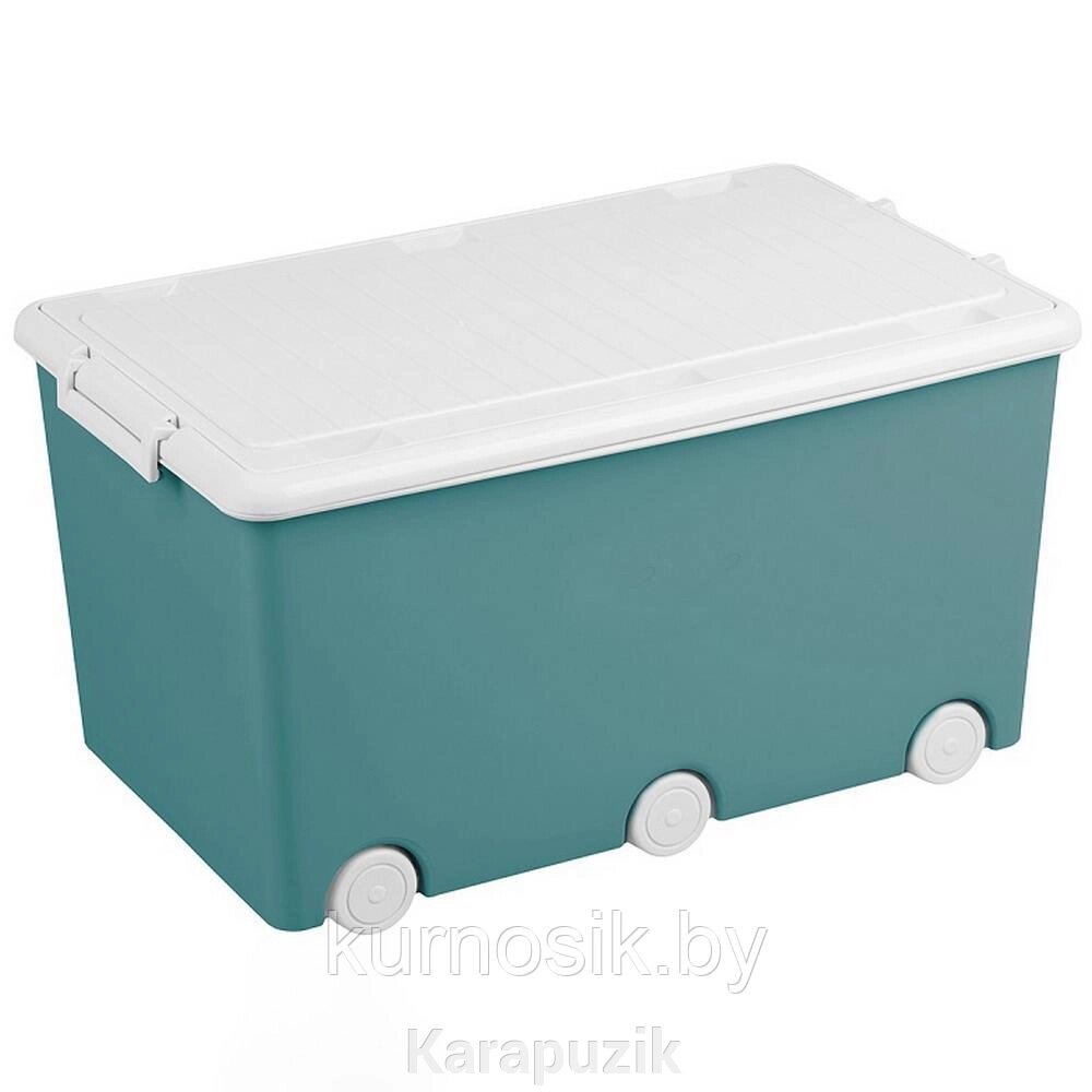 Ящик для игрушек Tega на колёсах 50 л Минеральный синий от компании Karapuzik - фото 1