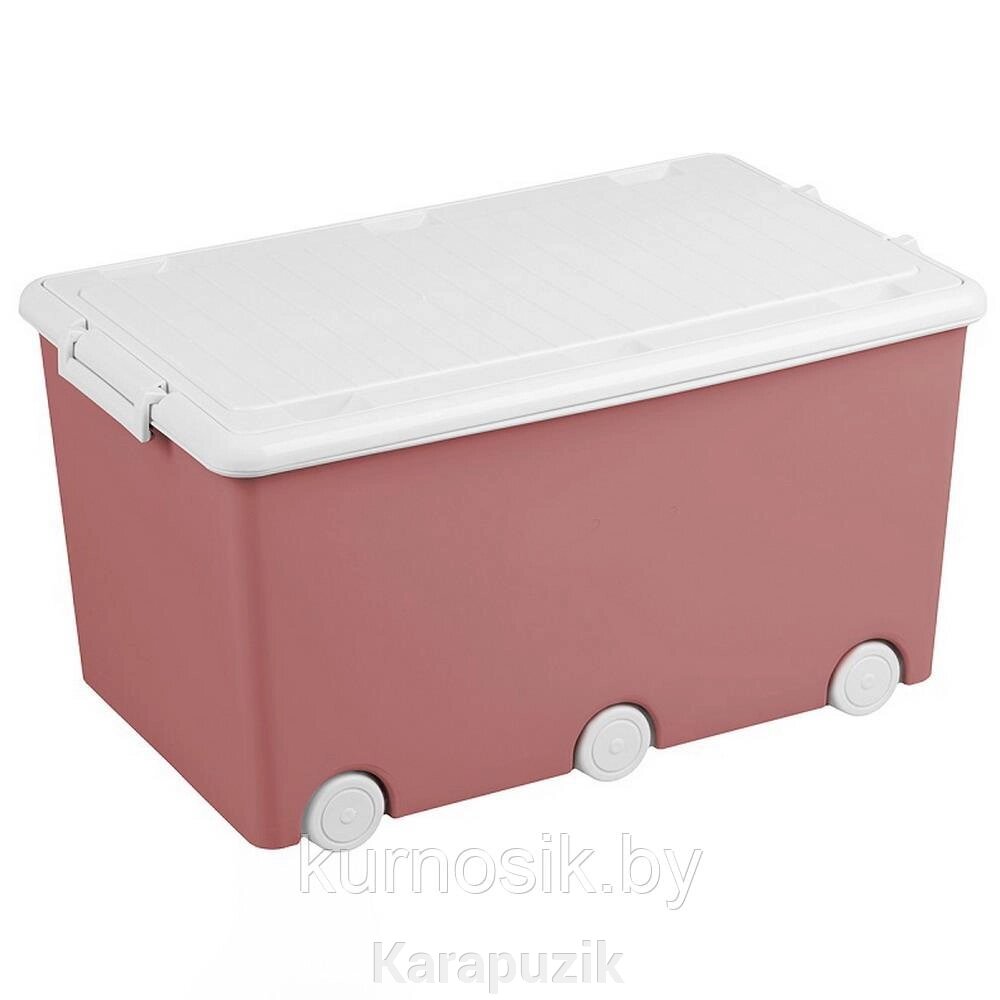 Ящик для игрушек Tega на колёсах 50 л Пыльная роза от компании Karapuzik - фото 1