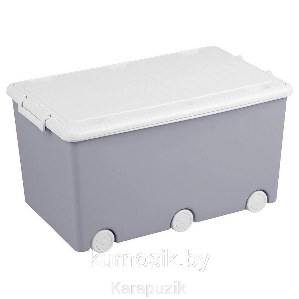 Ящик для игрушек Tega на колёсах 50 л Серый от компании Karapuzik - фото 1