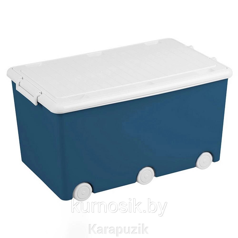 Ящик для игрушек Tega на колёсах 50 л Темно-Синий от компании Karapuzik - фото 1