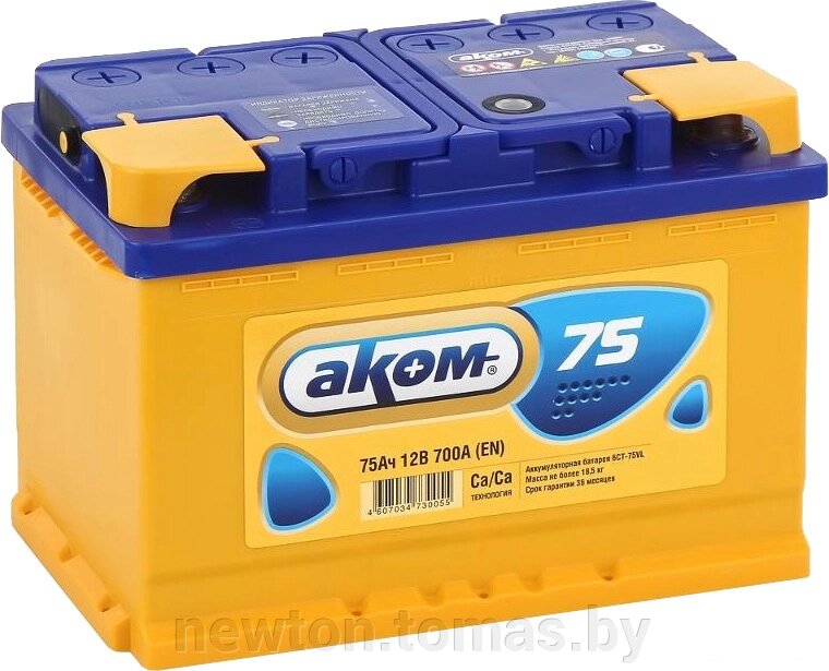 Автомобильный аккумулятор AKOM 6СТ-75VL 75 А·ч от компании Интернет-магазин Newton - фото 1