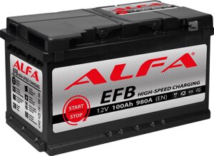 Автомобильный аккумулятор ALFA EFB 100 R 100 А·ч