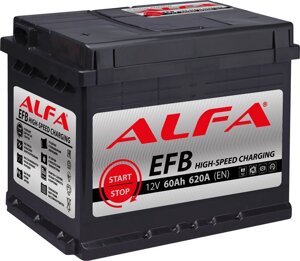 Автомобильный аккумулятор ALFA EFB 60 R 60 А·ч