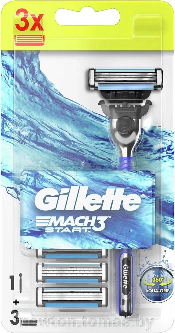 Бритвенный станок Gillette Mach3 Start 3 сменные кассеты 7702018464005 от компании Интернет-магазин Newton - фото 1