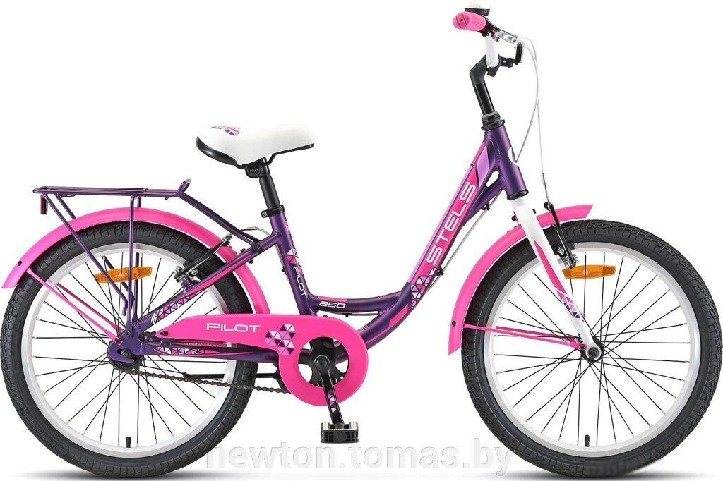 Детский велосипед Stels Pilot 250 Lady 20 V020 2021 белый/фиолетовый от компании Интернет-магазин Newton - фото 1