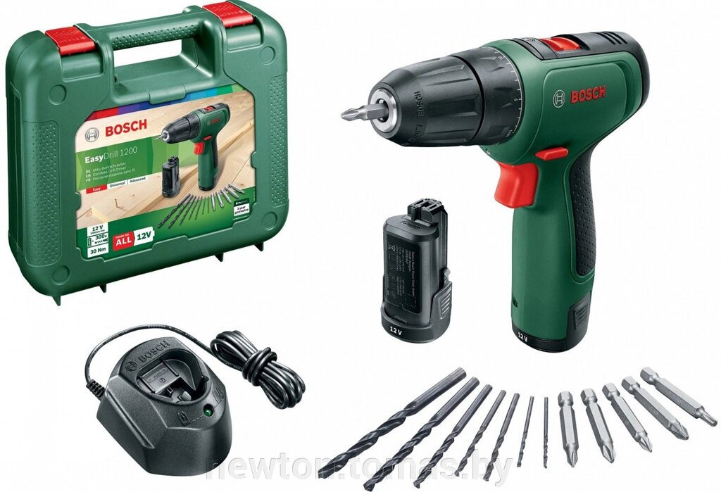 Дрель-шуруповерт Bosch EasyDrill 1200 06039D3007 с 2-мя АКБ, кейс от компании Интернет-магазин Newton - фото 1