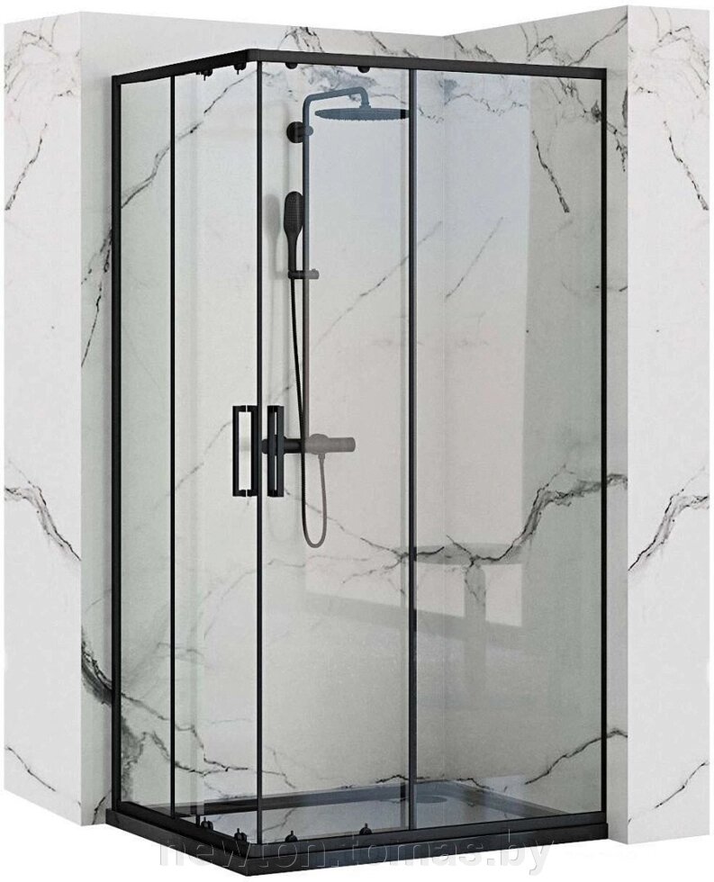 Душевой уголок Rea Punto 100x80 черный/прозрачное стекло от компании Интернет-магазин Newton - фото 1