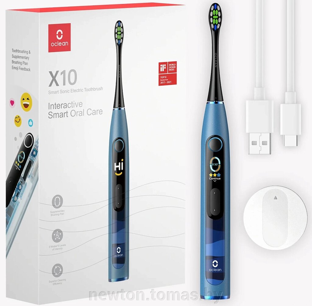Электрическая зубная щетка Oclean X10 Smart Electric Toothbrush синий от компании Интернет-магазин Newton - фото 1