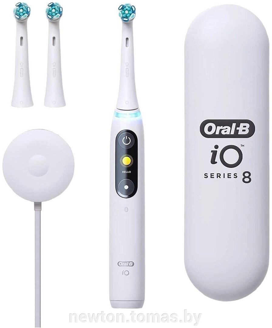 Электрическая зубная щетка Oral-B iO 8 белый, 3 насадки от компании Интернет-магазин Newton - фото 1