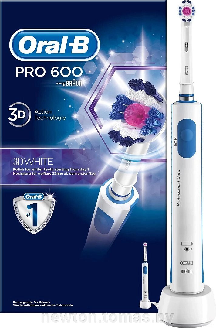 Электрическая зубная щетка Oral-B Pro 600 3D White D16.513 от компании Интернет-магазин Newton - фото 1