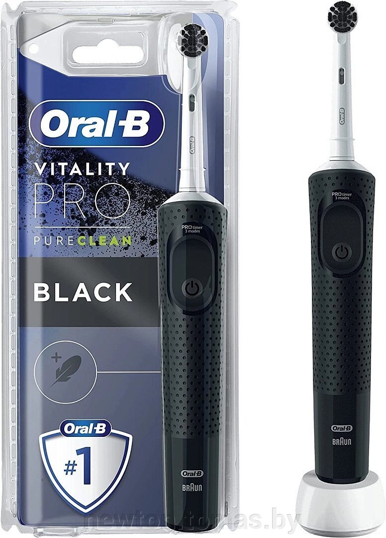 Электрическая зубная щетка Oral-B Vitality Pro D103.413.3 Precision Clean Charcoal PureClean 4210201427759 черный от компании Интернет-магазин Newton - фото 1