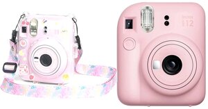 Фотоаппарат Fujifilm Instax Mini 12 розовый + розовый чехол Sundays с ремнем