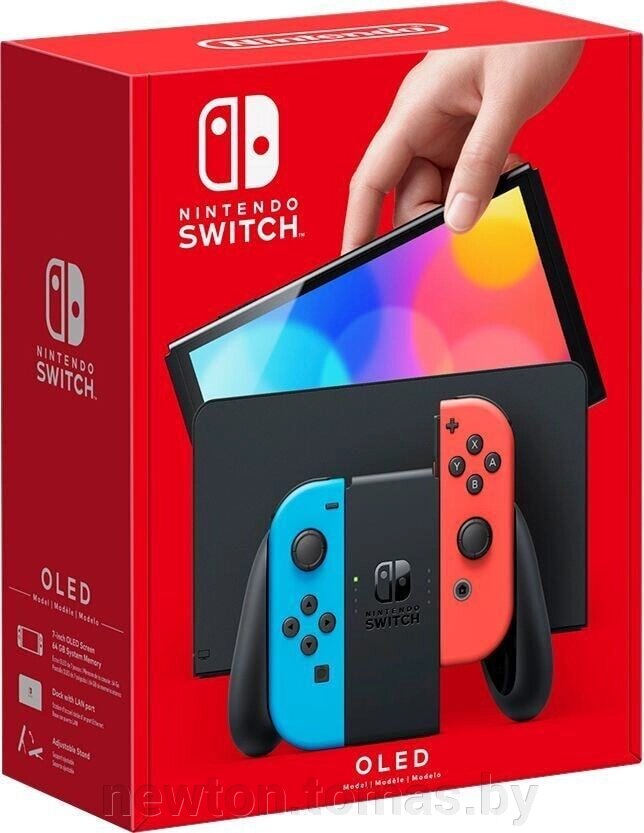 Игровая приставка Nintendo Switch OLED черный, с неоновыми Joy-Con от компании Интернет-магазин Newton - фото 1