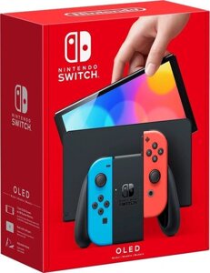 Игровая приставка Nintendo Switch OLED черный, с неоновыми Joy-Con