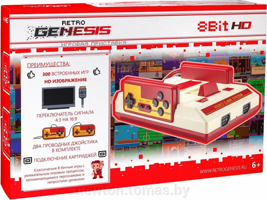 Игровая приставка Retro Genesis 8 Bit HD 2 геймпада, 300 игр от компании Интернет-магазин Newton - фото 1