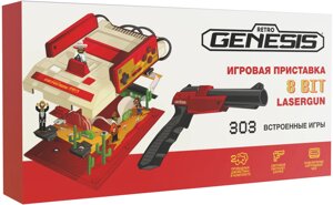 Игровая приставка Retro Genesis 8 Bit Lasergun 2 геймпада, пистолет Заппер, 303 игры