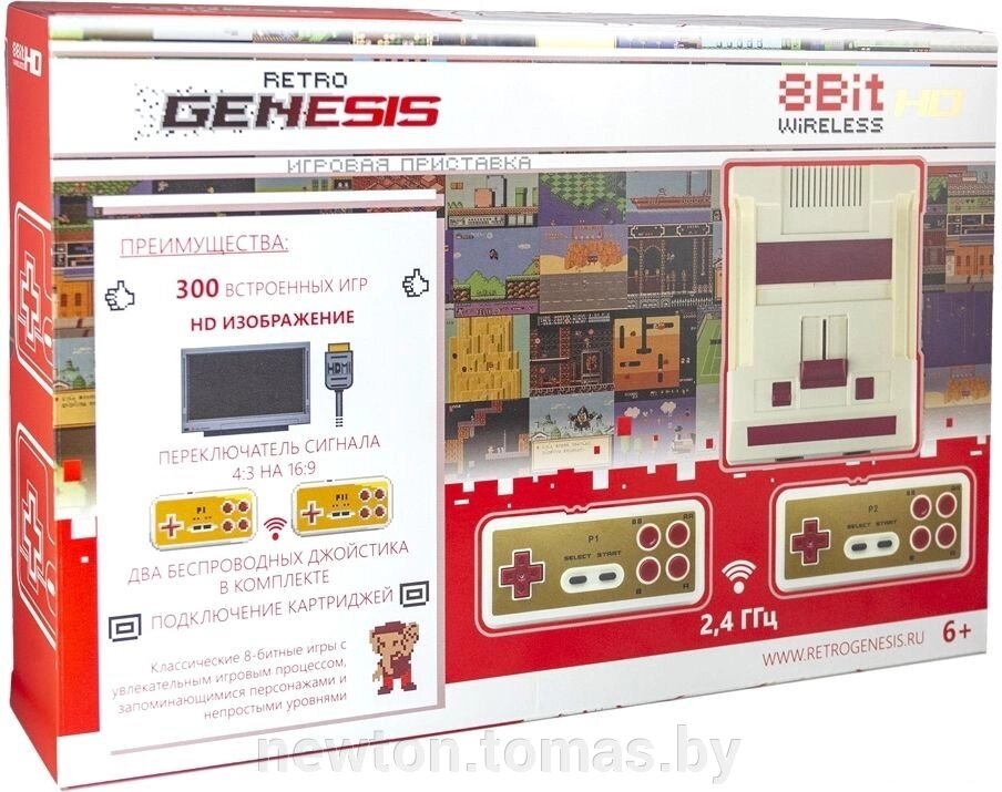 Игровая приставка Retro Genesis 8 Bit Wireless HD 2 геймпада, 300 игр от компании Интернет-магазин Newton - фото 1