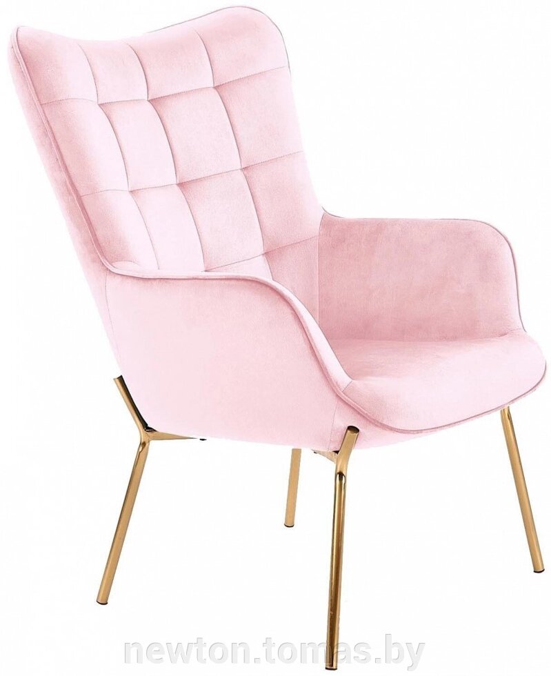 Интерьерное кресло Halmar Castel 2 светло-розовый/золотой от компании Интернет-магазин Newton - фото 1