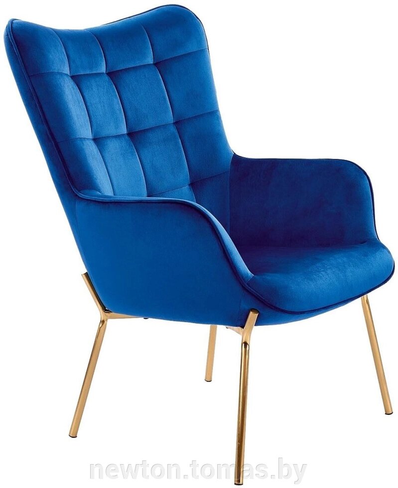 Интерьерное кресло Halmar Castel 2 темно-синий/золотой от компании Интернет-магазин Newton - фото 1